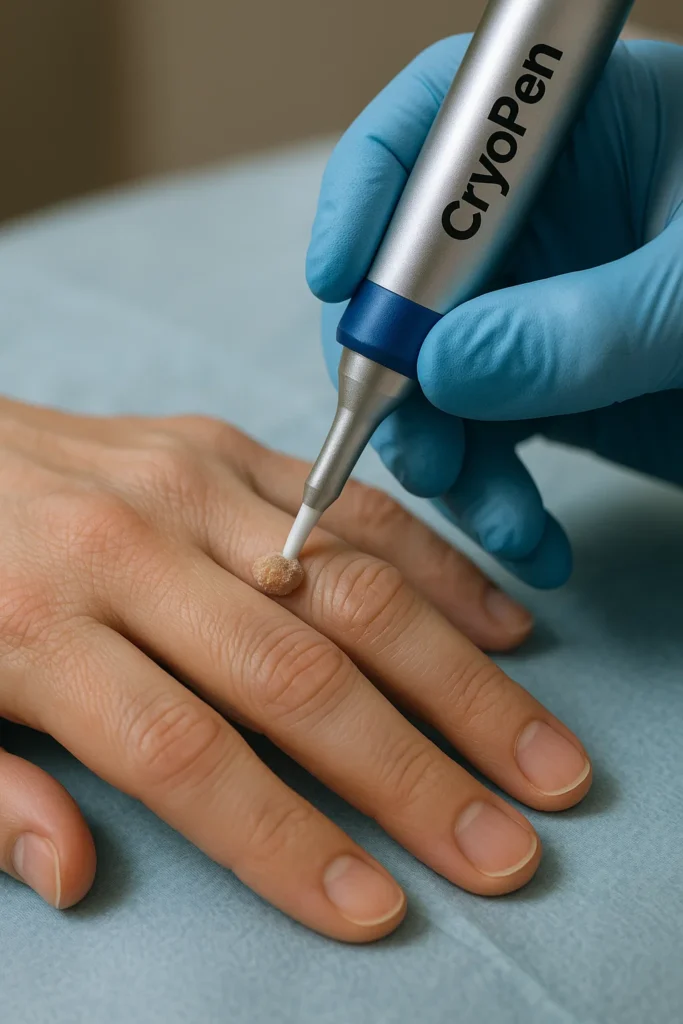 example of cryopen wart removal South Ruislip treatment on a persons finger