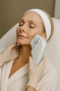 Woman receiving HIFU non surgical facelift treatment South Ruislip