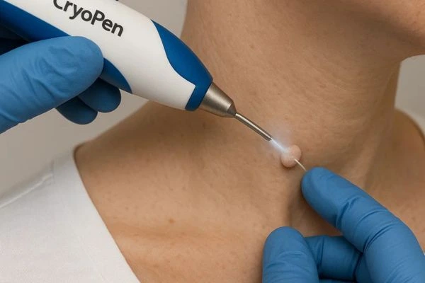 Person receiving cryotherapy South Ruislip for skin tag removal